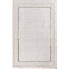 Karmen Halı Elit EL006S Krem Halı Gold Detaylı Kenar Çerçeveli Ince Yumuşak Akrilik Tozuaz Modern Salon Halısı