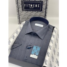 Fitmens Klasik Kısa Kol Keten Hediye Kutulu Erkek Gömlek FS-003575 - Koyu Lacivert