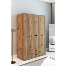 İzco Design 4 Kapaklı 2 Çekmeceli Gardırop | 180 cm Çok Amaçlı Elbise Dolabı