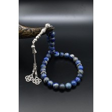 Prestige Gümüş Doğal Lapis Lazuli Taşlı 33'lük Tesbih Metal Püsküllü 10MM Küre Kesim 902516