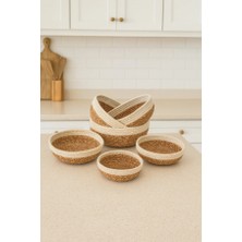 Çavdar Group 6' Lı Hasır Çerezlik & Kase Seti El Yapımı 6 Adet Kase Ekmek Sepeti