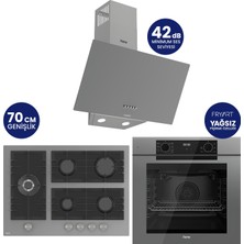 Ferre Fryart Digital 5 Gözlü Gri Cam Ankastre Set QEP63CPR+BL138+D088SA