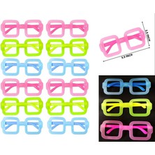 Skygo Fosforlu Kare Model Glow Parti Gözlüğü Karanlıkta Yanan Gözlükler 12 Adet