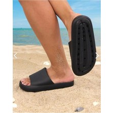 Gezer Siyah Kaymaz Taban Plaj Havuz Terlik Düz Topuklu Günlük Kullanım İçin Konforlu