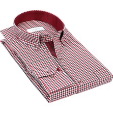 Fitmens Klasik Uzun Kol King Kareli Hediye Kutulu Erkek Gömlek FS-001258 - Bordo