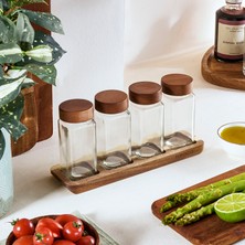 Karaca Lago 4'lü Ahşap Standlı Baharat Takımı