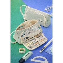 Bambus Home Üçgen Çok Bölmeli Büyük Kapasiteli Kumaş Kalem Kutusu Kalemlik Makyaj Kalemliği