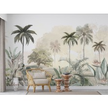 Grown Tropikal Desen Bahçe Manzarası Duvar Kağıdı