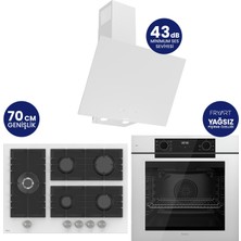 Ferre Fryart Digital 5 Gözlü Beyaz Cam Ankastre Set QEP63CB+BL136+D078-SA