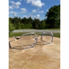 Vitrum Şeffaf Köşeli Unisex Şeffaf Camlı Mavi Işık Korumalı Gözlük Optik Uyumlu Camları Değişebilir