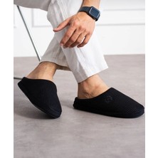 Redtan Siyah Erkek Ev Terliği | Ortopedik | Yumuşak Tabanlı | Içi Kürklü Damat Terliği & Çeyizlik