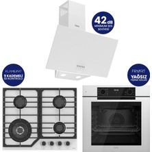 Ferre Fryart Digital Asimetrik Beyaz Cam Ankastre Set QEP63CB+NT026-WFA+D087SA