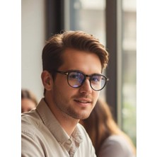 Toms V6 Yuvarlak Mavi Işık Filtreli Ekran Gözlüğü Optik Uyumlu Camları Değişebilir 50 Ekartman