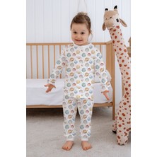 Messido Erkek Bebek Çocuk Pijama Takımı Uzun Kollu Üst ve Alt Takım - Sevimli Uzay Macerası