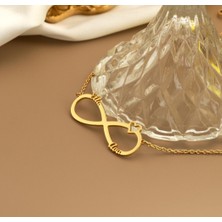 Myz Takı Sonsuzluk ve Kalp Figürlü Kişiye Özel Isimli 925 Ayar Gümüş Kadın Kolyesi