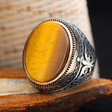 Mem Güney Silver Kaplangözü Taşlı 925 Ayar Gümüş Erkek Yüzük