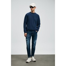 Lufian Erkek Edgar Slim Fit Jean Pantolon Mavi Pamuklu Kumaş Orta Kalınlık Günlük Stil 112200229