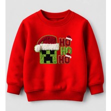 Efendioğlu Design Sweatshirt The Creeper Kafası Ho Ho Ho Yeni Yıl Yılbaşı Pamuklu 3iplik Şardonsuz Çocuk Sweatshirt