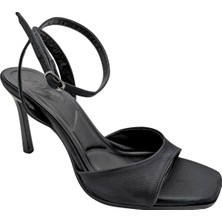 Çiğdem Kundura Caliantha | Kadın Abiye Topuklu Ayakkabı - Siyah Saten - 37