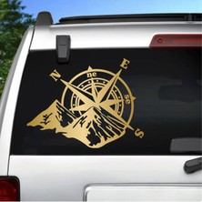 Sticker Usta Pusula ve Dağ Sticker - 4x4 Off Road Pickup - Araba Oto Motosiklet Karavan Sticker 00268
