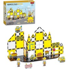 Scntoys Manyetik Yapı Blokları Çocuklar Için Renkli 3 Boyutlu 47 Parça Manyetik Karo Oyun Seti Inşaat Serisi