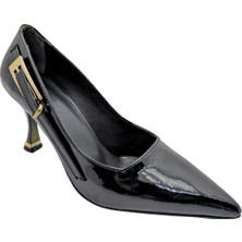 Galathia | Kemer Detaylı Stiletto Ayakkabı - Çiğdem Kundura - Galathia - Siyah - 40