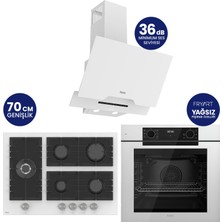 Ferre Fryart Digital 5 Gözlü Beyaz Cam Ankastre Set QEP63CB+BL136+D064-SA