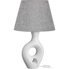 Limon 3D Desing Dekoratif Modern Abajur – Beyaz Kumaş Başlık – Dokulu Heykel Gövde