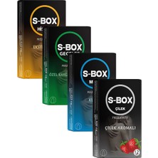 S-Box 4’lü Karma Paket – Hisset, Uzun Geceler, Klasik ve Çilek Prezervatif