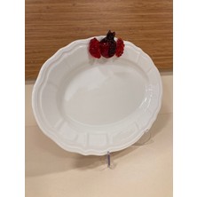 Sunum Servis Tabağı Porselen El Yapımı Patlamış Nar Dekorlu 30 cm