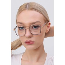 Vitrum Füme Köşeli Unisex Şeffaf Camlı Mavi Işık Korumalı Gözlük Optik Uyumlu Camları Değişebilir