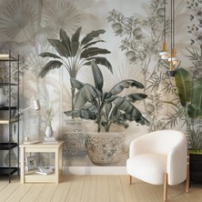 Grown Tropikal Desen Vazo Duvar Kağıdı