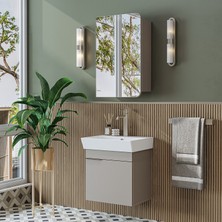 Roomart Likya Mdflam Tek Kapaklı Lavabolu 49 cm Banyo Dolabı + Üst Dolabı, Mini Lavabolu Banyo Dolabı Takımı