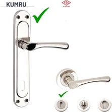 Koral Mudopazar-Premium Rozetli Kumru Modeli Oda Tipi Nikel Saten Kaplama Kapı Kolları Oda-Wc-Yale Kaliteli, Şık Tasarım