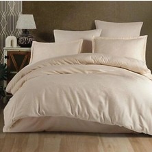 LTG Nova Clasy Exclusive Jakarlı Çift Kişilik Pamuk Saten Nevresim Takımı Mandarin V1 Bej