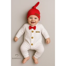 Babyden's Minik Patron Erkek Bebek Düğmeli Tulum ve Bere Seti – Papyonlu,manşetli Paça, %100 Pamuk Bebek Tulum