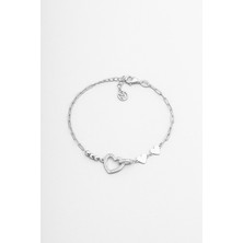 So CHIC Aşk Tılsımı 18 Ayar Beyaz Altın Kaplama 19 Cm Gümüş Minimal Bileklik