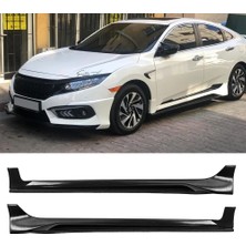 Hasakman Honda Civic Fc5 Mugen Yan Marşpiyel Seti Plastik 2 Adet Mat Siyah 2016 2017 2018 2019 2020 2021 Karlık+Ek+Bodykit