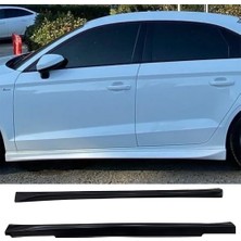 Hasakman Audi A3 8V Sedan Aero Yan Marşpiyel Seti Plastik 2 Adet Mat Siyah 2012-2019 Karlık+Ek+Bodykit