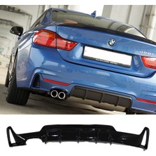 Hasakman Bmw F32 Difüzör Parlak Siyah Plastik Sol Çift Çıkışlı 2013-2020 4 Serisi Arka-Difizör-Bodykit-Ek