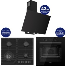 Ferre Flowart Digital Asimetrik Siyah Cam Ankastre Set QBL63CS+NT025-WFA+D077-SA