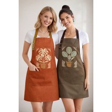 Hulganz Mutfak Önlüğü Seti 2'li Leke Tutmaz Su Itici Kumaş Solmaz Baskı Monstera Calathea Çiçek Saksı Bitkileri Önlük Botanik Çeyiz Hediye Günlük Kullanım Bulaşık Bahçe Işleri Kafe Atölye Workshop Çalışmaları