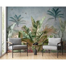 Grown Tropikal Botanik Illüstrasyon Duvar Kağıdı