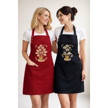 Hulganz Mutfak Önlüğü Seti 2'li Leke Tutmaz Su Itici Kumaş Solmaz Baskı Menekşe Orkide Çiçek Saksı Bitkileri Önlük Botanik Çeyiz Hediye Günlük Kullanım Bulaşık Bahçe Işleri Kafe Atölye Workshop Çalışmaları