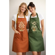 Hulganz Mutfak Önlüğü Seti 2'li Leke Tutmaz Su Itici Kumaş Solmaz Baskı Menekşe Orkide Çiçek Saksı Bitkileri Önlük Botanik Çeyiz Hediye Günlük Kullanım Bulaşık Bahçe Işleri Kafe Atölye Workshop Çalışmaları