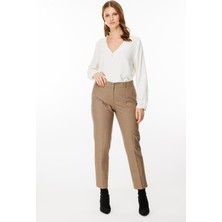 Ekol Mini Kazayağı Desenli Büyük Beden Kumaş Pantolon 4045 B.b