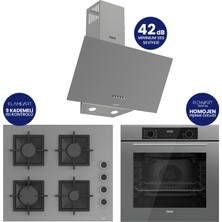 Ferre Flowart Digital Gri Cam Ankastre Set ( Kaymaz Döküm Izgara ) QBL63CPR+SC208-FA+D088SA