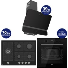 Ferre Flowart Digital 5 Gözlü Siyah Cam Ankastre Set QBL63CS+BL135+D080-SA