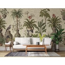 Grown Seramik Saksılarda Tropikal Bitkiler Duvar Kağıdı