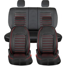 Castor Otomotiv Castor Isuzu D-Max Uyumlu Lüks Deri Oto Koltuk Kılıfı Ön Arka Takım Set Giydirme Model Siyah Kırmızı Mk